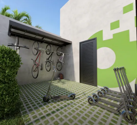Perspectiva Ilustrativa do Bicicletário Apartamentos Pin Mooca